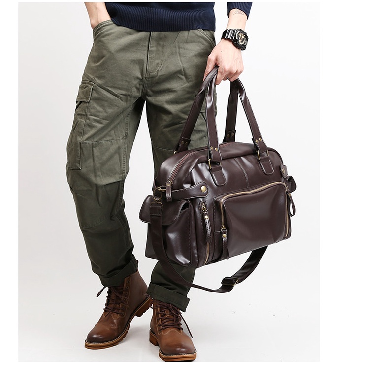 Men Travel Bags High Quality PU Leather Handbags Casual Vintage