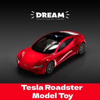 Tesla อุปกรณ์เสริมHot Sales!!! 1:64 Tesla Roadster Diecast Car Model New Arrival Car Toys Alloy Dream Modelอะไหล่รถยนต์