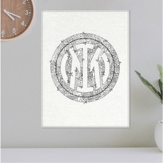 โปสเตอร์ ผ้าแคนวาส ตราสโมสร Inter Milan อินเตอร์มิลาน ลายเส้นปากกาหมึกดำ ภาพวาดสเก็ตช์