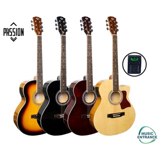 Passion PS-408CE Electronic Acoustic Guitar กีต้าร์ โปร่งไฟฟ้า PS408CE 40 นิ้ว ทรง GA แถมฟรีกระเป๋า ปิ๊ก คาโป้