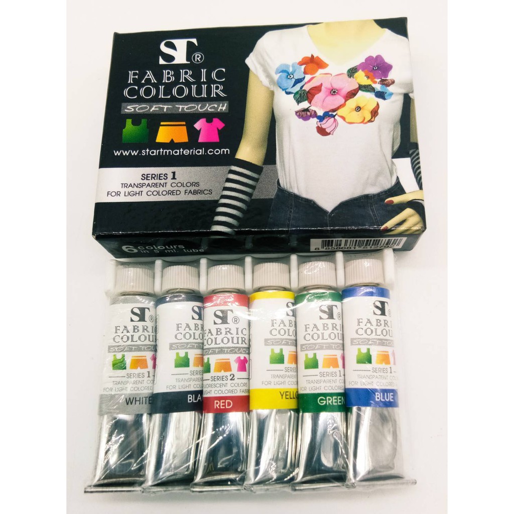 สีเพ้นท์ผ้าโปร่ง ST Fabric Colour Touch Set 6/12 สี ขนาด 5 ml   1 SET