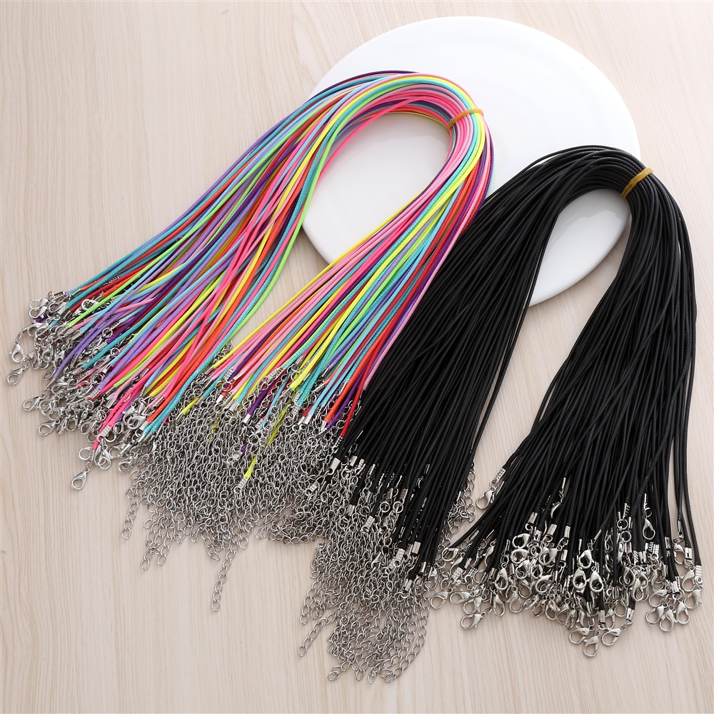 10 ชิ้น / เซต เด็กผู้หญิง แฟชั่น ที่มีสีสัน สายแว็กซ์ สร้อยคอ กุ้งก้ามกราม หัวเข็มขัด เชื่อมต่อ สําหรับเครื่องประดับผู้หญิง DIY ทําเครื่องราง
