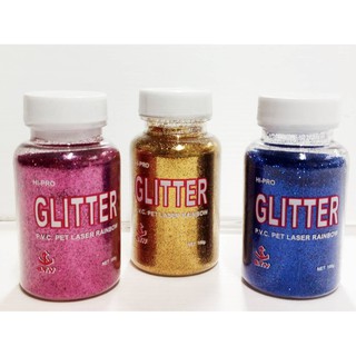 Hi-pro Glitter p.v.c กากเพชร สีสวยสด คละสี ขนาด 100 กรัม (6158000006059)