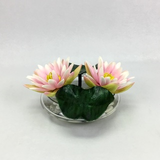 OrientalFineArt  ดอกบัวปลอม Water lily จัดในแก้วใสทรงกลมสไตล์โมเดิร์น(FC-601-L)