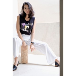 ☃☞Begin T-Shirt เสื้อแขนกุดงานปักมือลาย Purple Ribbon