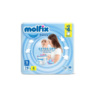 Molfix ผ้าอ้อมเด็กโมลฟิกซ์ เอ็กซ์ตร้า ดราย แพ้นส์ S 78+4 ชิ้น