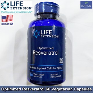 เรสเวอราทรอล Optimized Resveratrol 60 Vegetarian Capsules - Life Extension