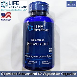 เรสเวอราทรอล Optimized Resveratrol 60 Vegetarian Capsules - Life Extension