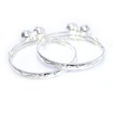 กำไลข้อเท้าเด็กกระพรวนคู่แกะลายมังกรคู่หงษ์รุ่น TK-140 Silver