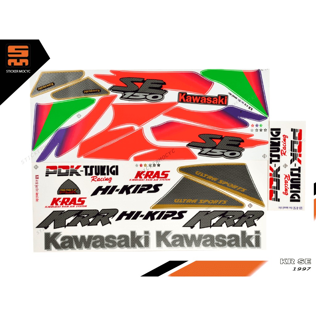 สติ๊กเกอร์ kawasaki kr 150 se เคอาร์ เอสอี ปี 1997 สีเขียว