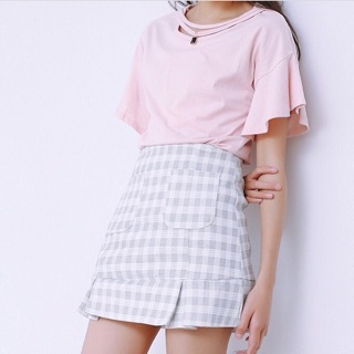 korea plaid skirt