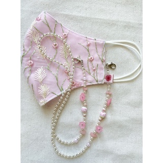 Pink Flowery pot Mask Strap สายคล้องแมส