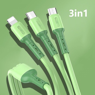 3In1 สายชาร์จซิลิโคนสายเคเบิ้ล Micro Usb Typec สําหรับ Iphone และ Android Usb