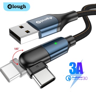 Elough สายชาร์จเร็ว 3A สายชาร์จเร็ว Micro Usb ประเภท C สายเคเบิ้ลข้อมูลสายชาร์จสําหรับ Iphone 180o