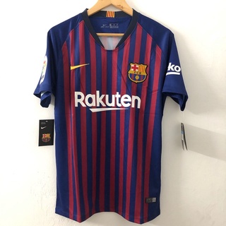 เสื้อกีฬาแขนสั้น ลายทีมชาติฟุตบอล Barcelona 18 19 ชุดเหย้า สําหรับผู้ชาย