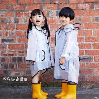 S32R เสื้อกันฝนเด็ก สีใสขอบดำ ปลายหมวกแหลม 5ขนาด