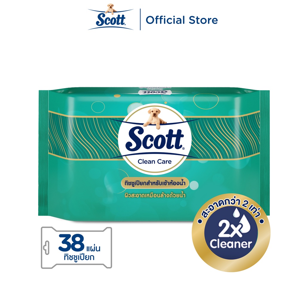 สก๊อตต์ คลีนแคร์ กระดาษชำระแบบเปียกสำหรับเข้าห้องน้ำ 38 แผ่น 1 แพ็ค SCOTT EXTRA Moist Toilet Wipes 38 Sheets 1 Pack