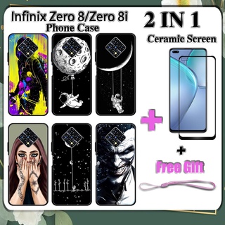 2 IN 1 Infinix Zero 8 Zero 8i เคสโทรศัพท์ พร้อมกระจกนิรภัย เซรามิค ป้องกันหน้าจอ โค้ง ฟิล์มนิรภัย ด้านนอก อวกาศ