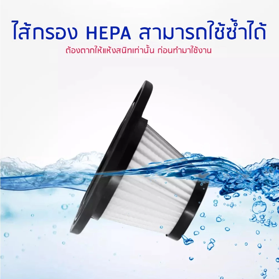 เครื่องดูดฝุ่น ไร้สาย รุ่น R-6053 120W Wet&Dry เอนกประสงค์ใช้ได้ทั้งในบ้านและในรถ ชาร์จไฟได้ thumbnail 10