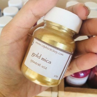 สีไมก้า สีทองอ่อน Gold Mica Cosmetic เกรดเครื่องสำอาง สำหรับผสมทำสบู่ ทำลิป ทำเรซิ่น ทำเทียน ขนาด 10g