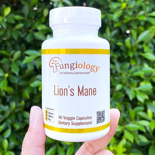 สารสกัดจากเห็ดปุยฝ้าย Lions Mane Full Spectrum Organic Certified 90 Veggie Capsules - California Gold Nutrition