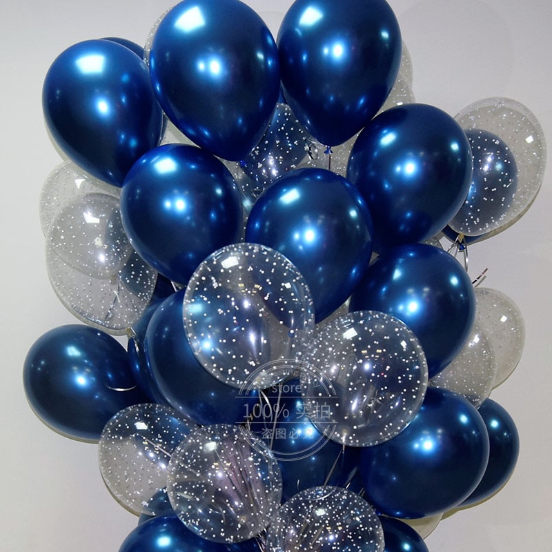Balloons 10 บาท ลูกโป่งฮีเลียมสีน้ําเงินเข้ม 5 / 10 / 12 นิ้วสําหรับตกแต่งงานปาร์ตี้ 10 ชิ้น Home & Living