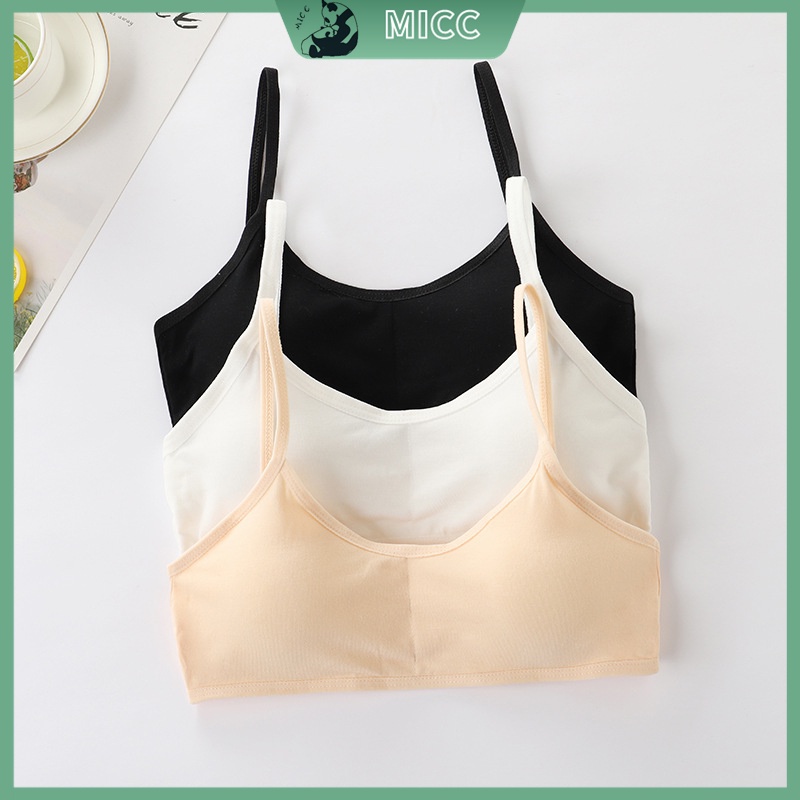 เสื้อชั้นใน ผ้าฝ้าย ระบายอากาศ ใส่สบาย ฟรีไซซ์ 20-48 กก. สีพื้น สําหรับวัยรุ่น เด็กผู้หญิง
