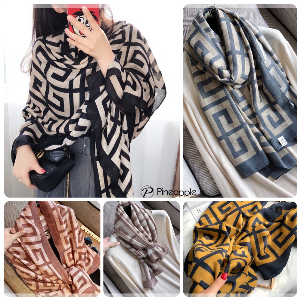 m-012/055 ผ้าพันคอเนื้อบางเบา ผ้าฝ้ายและผ้าลินิน ผืนใหญ่ กันแดด กันลม Cotton and linen shawl