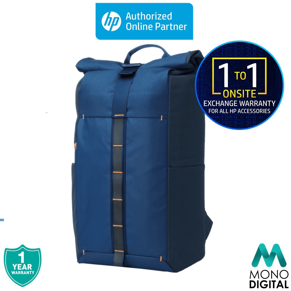 กระเป๋าเป้สะพายหลัง HP Pavilion Rolltop ใส่แล็ปท็อป สีเทา สีฟ้า (15.6 นิ้ว)