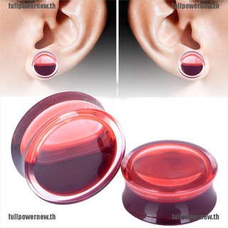 FULLPOWER❤Blood Red Liquid Filled Ear Plugs Flesh Tunnels Earrings Saddle Gauge