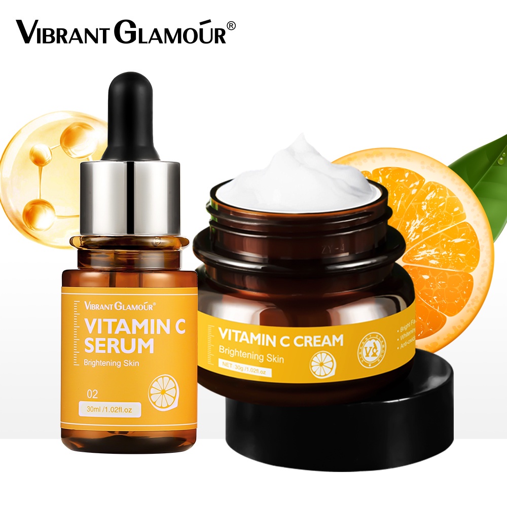 Vibrant GLAMOUR ครีมวิตามินซี ไวท์เทนนิ่ง เซรั่มบํารุงผิวหน้า กระ จุดด่างดํา กระ กระ กระ กระ กระ กระ กระ กระ กระ กระ กระ สว่างขึ้น VC เอสเซ้นส์ 2 ชิ้น