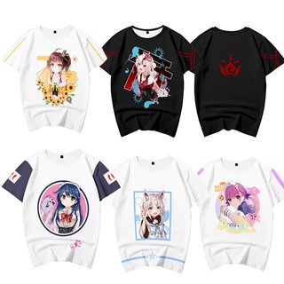 2021 New Hololive VTube T-shirt Shirakami Fubuki Nakiri Ayame 3D Printed Short Sleeve Tees