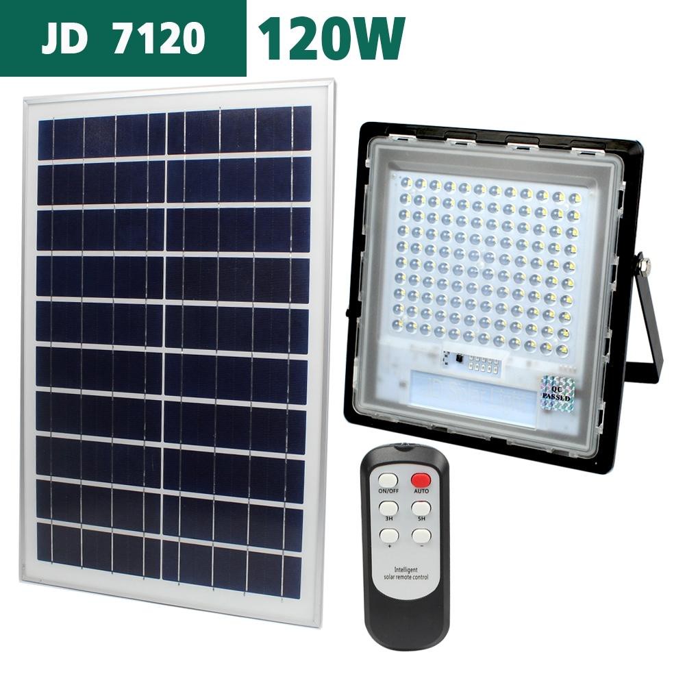 JD120W ( รุ่นใหม่ล่าสุด) รุ่น JD-7120 สปอร์ตไลท์พลังงานแสงอาทิตย์ พร้อมรีโมทควบคุมระยะไกล ระบบกันน้ำ