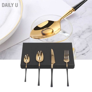 Daily U 4Pcs/Set Knife Fork Spoon Set Stainless Steel Tableware Cutlery for Home Hotel Restaurant