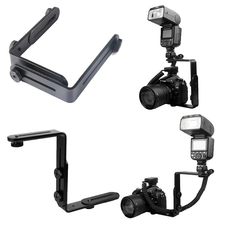 Dual-L Universal Adjustable Flash Bracket For Canon 5D3 5D4 6D 650D 700D 600D For Nikon D850 D800 D500 D610 DSLR Camera