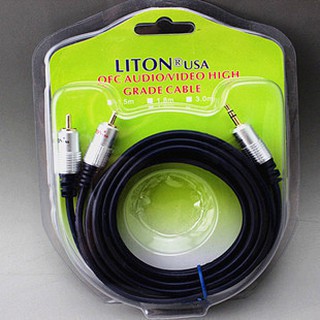 LITON สายสัญญาณ หัวแจ๊ค 3.5มม. แยกออก RCA ซ้าย-ขวา ผลิตด้วยทองแดง OFC