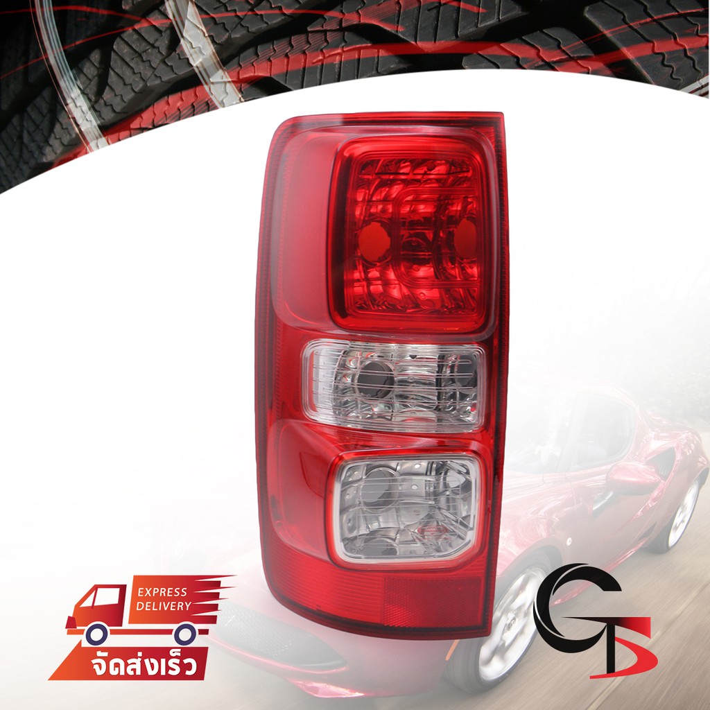เสื้อไฟท้าย ไม่มีหลอด รุ่นไม่ LED ข้างซ้าย สีแดง+ใส สำหรับ Chevrolet Colorado LT ปี 2012-2019