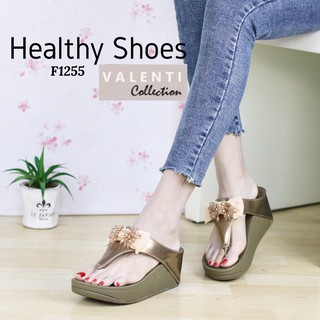 Vanilla.b รองเท้าเพื่อสุขภาพ Health &amp; Massage flipflop เบา ใส่สบาย รุ่น F1255 Gold (สีทอง)