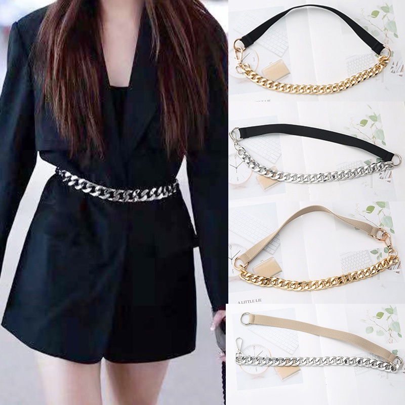 Silver Gold Chain Waist Belt for Women Detachable Lady Dress Belt Fashion Retro Suit Waistband