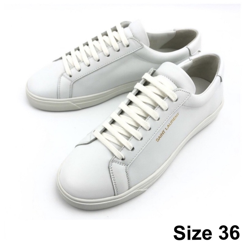 *สอบถาม STOCK🔆ก่อนกดสั่ง YSL Saint Laurent Sneakers หนัง ขาวล้วน รองเท้าผ้าใบ ของแท้ ส่งฟรี EMS ทั้งร้าน