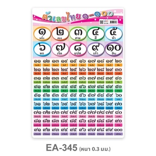 แผ่นความรู้พลาสติก ขนาด A4 ตัวเลขไทย 1- 100 EA-345