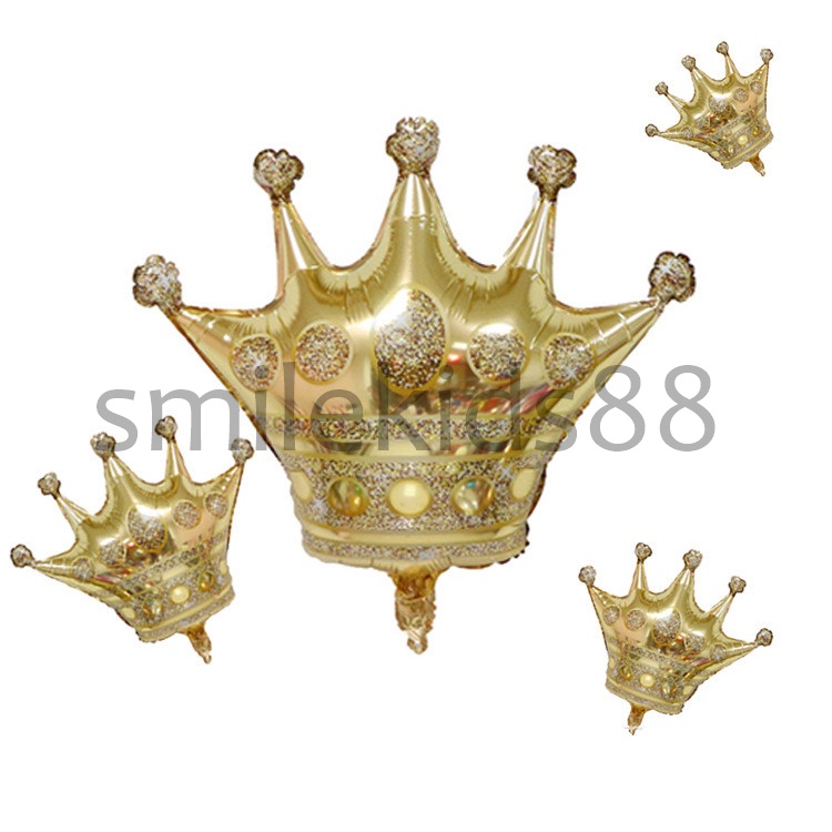 พร้อมส่ง ลูกโป่งฟอยมงกุฎ​ทอง​ ตกแต่งปาร์ตี้วันเกิดCROWN BALLON