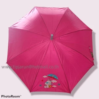 ☂️☔️ร่มยาว 21 นิ้ว สีพื้น UV มีสกรีนการ์ตูน คละสี สีสวย ลายน่ารัก D-059 🚚พร้อมส่งค่ะ