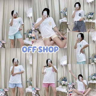 OFF SHOP พร้อมส่ง (OFF-DX-SY-9654) ชุดนอน เสื้อยืดคอกลมแขนสั้น+กางเกงขาสั้นลายตาราง เสื้อมีกระเป่าผ้านิ่มใสสบาย 05