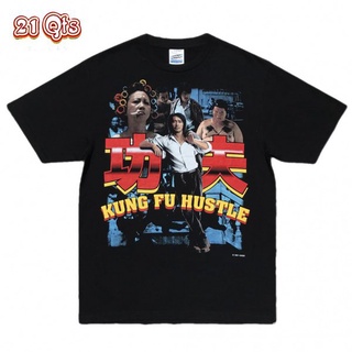 คอลูกเรือเสื้อยืดคอกลม21 สินค้าเดิม/เสื้อยืดคอกลม/Chinese/Kungfu Hustle^Stephen Chow/ผ้าฝ้าย 100% Oversize SML ดำ&amp;ขาว un