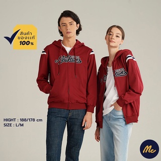 Mc JEANS เสื้อกันหนาว เสื้อ ฮู้ด mc เสื้อแขนยาว Unisex สีแดง MJHP153