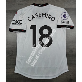 [Player] - เสื้อฟุตบอล แมนยู Away เยือน 2022/23 เกรดนักเตะ พร้อมเบอร์ชื่อ 18 CASEMIRO และอาร์มพรีเมียร์ลีค No Room