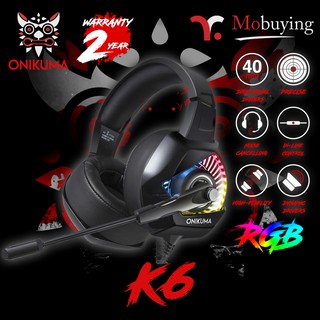 ประกัน 2 ปี ส่งจากไทย หูฟังเกมมิ่ง ONIKUMA K6 Gaming Headset ไมโครโฟนตัดสียงรบกวน ไฟ LED รองรับใช้งานบน PC / PS4 / XBOX