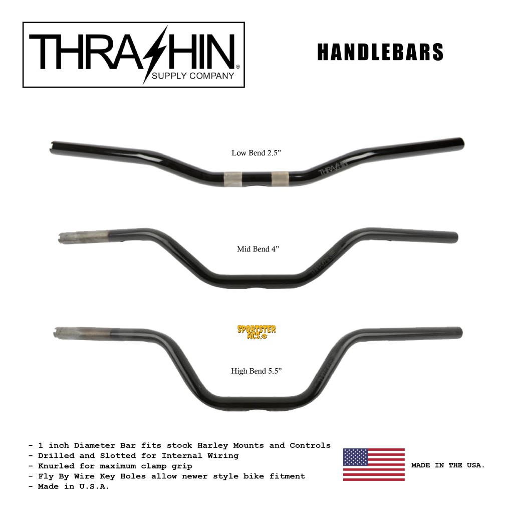 Thrashin Supply - Handlebars แฮนด์ปีกนกขนาด 1" สำหรับ Harley ทุกรุ่น