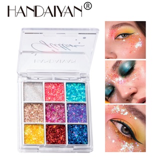 Handaiyan พาเลทอายแชโดว์กลิตเตอร์ 9 สี สําหรับแต่งหน้า ปาร์ตี้ฮาโลวีน คริสต์มาส